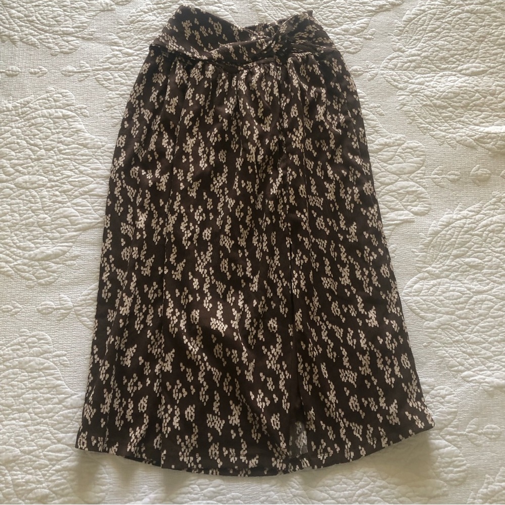 Anthropologie Brown and Cream Midi Skirt - Picture 3 of 8
